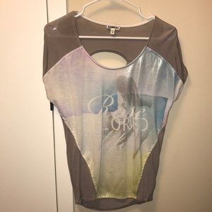 Express Women's Shirt Grey Graphic Tee XS